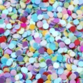 Detail view of colorful 3.0mm round PVC sequins, perfect for nail art and garment decoration. - 30g/Pack / Electroplated Mixed Colors