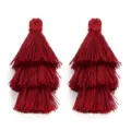 Gros plan de gland polyester a 3 couches, accessoire pendentif telephone fait main DIY rouge. - Gland à 3 Couches Env 7cm / Rouge