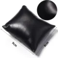 Black PU leather watch display pillow for jewelry bracelet showcase and photography props. - Leather Texture Style / 8x9cm / Black