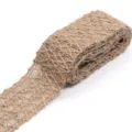 Natural burlap ribbon roll for DIY crafts, rustic jute web fabric for gift wrapping details. - Size 12