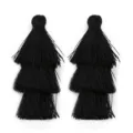Pendentif pompon noir à 3 couches en polyester pour breloque de téléphone et bijoux DIY. - Gland à 3 Couches Env 7cm / Noir