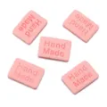 Roze microvezel lederen handgemaakte in reliëf vierkante labels voor handwerk kleding artikelen - 20 Stuks/Pak (1.5cm*2cm) / Roze