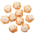 Detailansicht von 4cm orange-weißen Chiffon-DIY-Blumenhandwerkszubehör mit verbrannten Kanten. - Cremeweiß + Orange