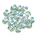 Ceramic tulip beads blue flower charms DIY jewelry making handmade accessories bracelet necklace - 16x14mm, Hole Approx 2.5mm / Blue