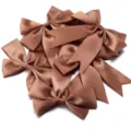 Cinta de satén con lazo cola de golondrina DIY accesorios para el cabello y ropa - 12x13 cm ancho de cinta 3 cm / 4 Piezas/Paquete / Café Oscuro