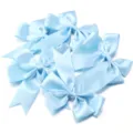 Light blue satin ribbon bows detail, perfect for DIY hair clips, accessories and apparel. - 12x13cm Ribbon Width 3cm / 4 Pieces/Pack / Blue