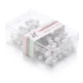 Spilli da sarta in acciaio inossidabile con teste di perle bianche in scatola. - 100 Pezzi/Confezione (Diametro Sfera 4,3 mm Lunghezza Ago 40 mm) / Bianco Perlato