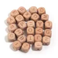 Natural beech wood English letter square beads for DIY jewelry and kids early learning - Square Beads / Outer Diameter 12mm Hole 3.8mm (26 Pieces A-Z Set)