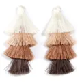 Polyester Quaste mit vier Schichten Farbverlauf in Braun und Creme für Bastelarbeiten - 4er Pack (ca. 80mm) / Verlaufskaffee