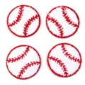 Vista dettagliata di toppe ricamate rotonde da baseball con spugna e retro termoadesivo. - Baseball / Diametro 7.5cm
