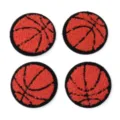 Vista dettagliata di quattro toppe da ricamo in ciniglia a forma di pallacanestro termoadesive. - Pallacanestro / Diametro 6.0cm