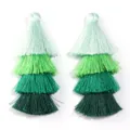 Pendenti a nappa verdi sfumati a quattro strati per accessori gioielli e vestiti DIY - Confezione da 4 (Circa 80mm) / Verde Gradiente