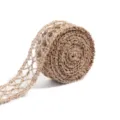 Rotolo di nastro in iuta naturale traforata per artigianato fai da te e decorazioni. - Rete incrociata traforata / Larghezza 4cm 5m/confezione