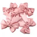Pink satin swallowtail bow for DIY hair accessories and clothing apparel trims set. - 12x13cm Ribbon Width 3cm / 4 Pieces/Pack / Korean Pink