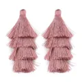 Rosa vierlagige Polyester Quaste Anhänger für DIY Schmuck, Taschenanhänger, Lesezeichen. - 4er Pack (ca. 80mm) / Dunkelrosa