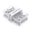 Spilli da sarta in acciaio inossidabile con scatola di plastica trasparente per cucito. - Bianco argento metallizzato