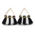 Schwarz-weiße Dreieck Quaste DIY Schmuck Anhänger Komponente, elegantes Modeaccessoire. - Dreieck (F7797/F7796/F7795) / Höhe ca. 25 mm / Schwarz-Weiß-Serie