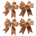 Lazos de satén marrón para horquillas de pelo DIY coleteros y accesorios de ropa. - 12x13 cm ancho de cinta 3 cm / 4 Piezas/Paquete / Café Claro