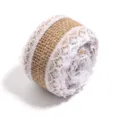 Burlap ribbon roll with white lace trim for handmade crafts, wedding decor, and gift wrapping. - 01号