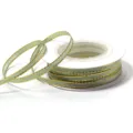 Green polyester ribbon with gold edge for gift wrapping, DIY crafts, and bows. - 3mm 18m/Roll / Gold Edge Matcha Green