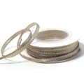 Gray gold edge polyester ribbon roll for gift box wrapping, DIY bows and garment crafts. - 3mm Wide (18 Meters/Roll) / Silver Gray