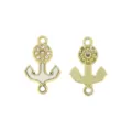 14K gold plated anchor double loop charm rhinestone zircon DIY jewelry making accessory - Anchor Style 9#