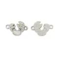 Rhinestone Mickey Head Charm Double Loop Connector DIY Jewelry Bracelet Necklace Accessory - Cartoon Silhouette Style 11#