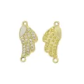 14K Gold Plated Wing Connector Rhinestone Zircon DIY Jewelry Making Charms for Bracelet Necklace - Feather Wing Style 13#