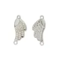 Silver tone rhinestone wing double loop charm DIY jewelry connector for bracelet necklace - Feather Wing Style 14#