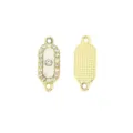 14K Gold Plated Double Loop Rhinestone Jewelry Connector DIY Bracelet Necklace Charm - Long Oval Style 16#