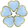 Toppe ricamate a forma di cuore soffice blu con bordi di paillettes dorate, accessori. - Cuore / Confezione da 10 / Blu / 5cm