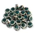 Perline sfuse piatte rotonde in ceramica smaltata con foro grande per gioielli fai da te - 10 Pezzi/Pack (12mmx6.5mm) / Verde Scuro