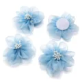 5cm organza flower patches blue DIY hair accessories stamen clothing decoration craft supplies - 5cm / Light Blue
