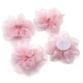 Pink organza flower DIY accessories 5cm fabric floral embellishment for hair clips crafts shoes brooches - 5cm / Light Pink