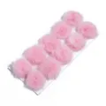 Detail view of pink fluffy fur pom poms accessory, soft texture for DIY crafts and decor. - 3cm / Light Pink