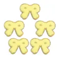 Toppa con fiocco in spugna gialla con bordo glitterato dorato, accessorio per abbigliamento. - Fiocco / Confezione da 10 / Giallo / 7,2*5,7 cm