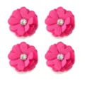 Close-up detail of hot pink fabric DIY flowers featuring sparkling crystal rhinestone centers. - 3.50cm / Rose Red