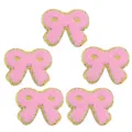 Toppe ricamate a fiocco in spugna rosa con bordo dorato per vestiti DIY e accessori moda. - Stile Fiocco (Ciniglia con Bordo Dorato) / 10 Pezzi/Confezione (7,2*5,7 cm) / Rosa