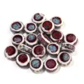 Vista dettagliata di perline piatte in ceramica smaltata con foro grande per gioielli fai da te. - 10 Pezzi/Pack (12mmx6.5mm) / viola-rosso