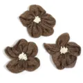 Handmade burlap five-petal flower DIY accessories with white bead stamens for crafting. - With Stamen Style / 3 Pieces/Pack (Approx 7cm) / Coffee