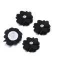 Closeup view of black fabric flower rhinestone craft accessories for handmade DIY sewing and decor. - 3.50cm / Black