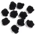 Black glitter fabric rose flowers DIY craft accessories for hair clips or garments. - 3cm / Black