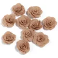 Fiori di rose in tessuto lucido accessori fai-da-te per abiti borse e decorazione fermagli per capelli - Marrone