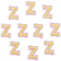 Parche bordado de letra Z alfabeto colorido pegatina de tela DIY para ropa bolsos fundas - 3cm / Paquete de 10 / Letra Z rosa y amarilla