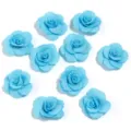 Piccoli fiori di rose in tessuto blu brillante per accessori fai da te e abbigliamento. - Blu