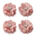 Pink fabric rhinestone flower charms DIY craft accessories for hair bands clothing bags crafts - 3.50cm / Champagne
