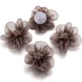 5cm Organza Flower DIY Craft Accessories Hair Bow Brooch Clothing Decoration Material - 5cm / Coffee