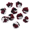 Fiori di stoffa multicolore a 3 colori fai da te accessori per capelli applicazioni vestiti - 2.5cm / Rosso vino + nero + bianco