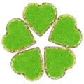 Toppe ricamate a forma di cuore verde ricamo in spugna bordo dorato accessori di abbigliamento - Cuore / Confezione da 10 / Verde / 5cm
