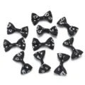 Black heart printed grogram ribbon bow DIY handmade clothing hair accessories set - 50 Pieces/Pack / Black